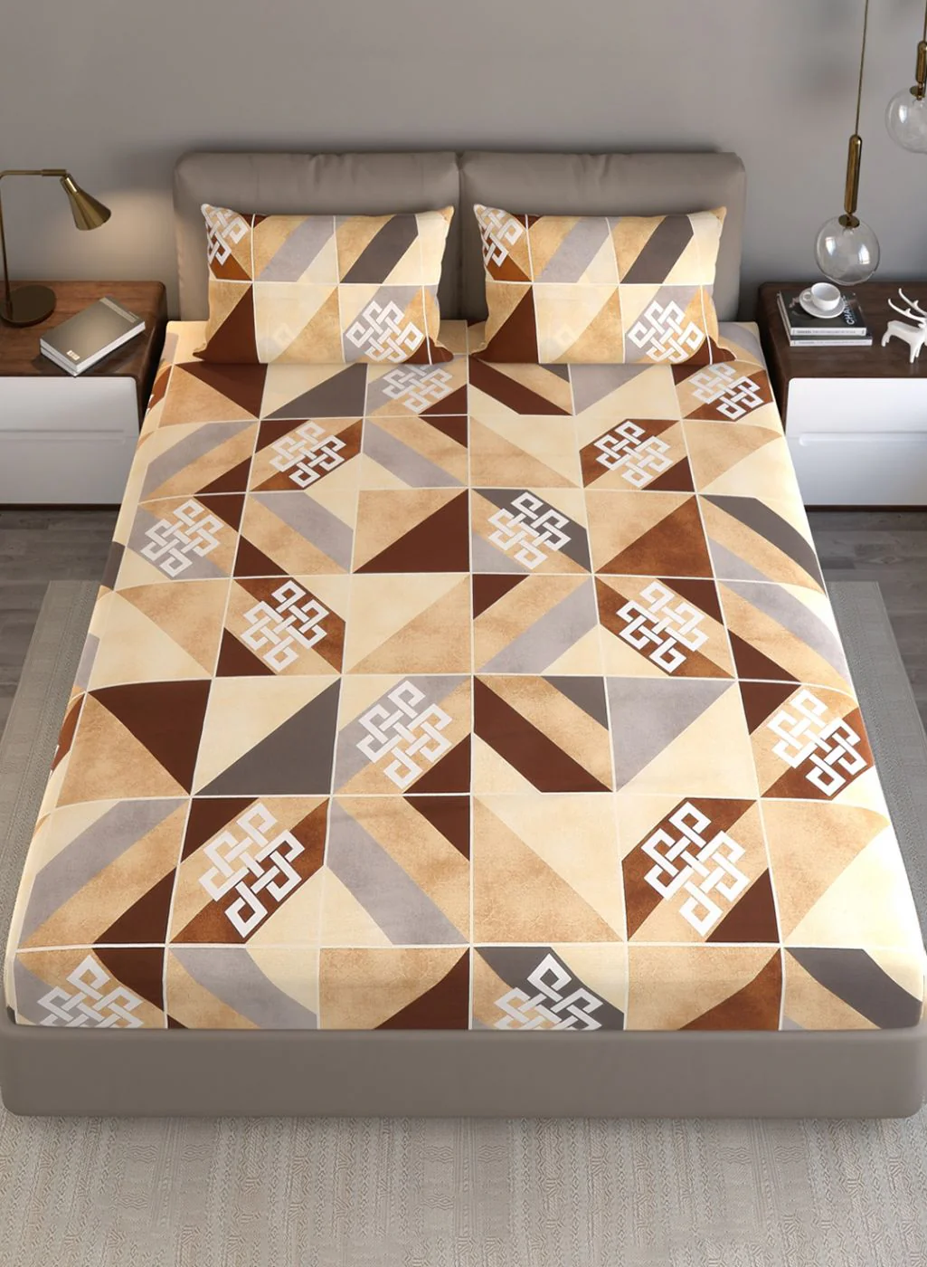 140TC Pure Cotton Queen Bedsheet with 2 Pillow Covers - Image 4