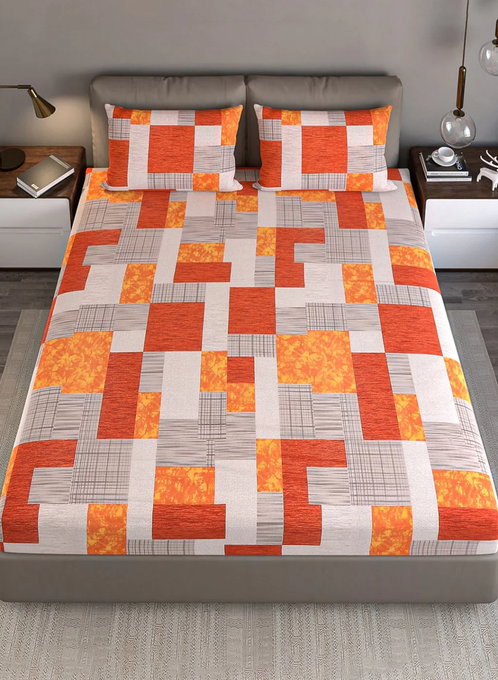 140TC Pure Cotton Queen Bedsheet with 2 Pillow Covers - Image 4