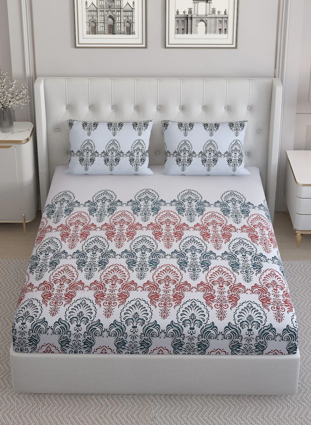 144TC Pure Cotton King Bedsheet with 2 Pillow Covers - Image 3