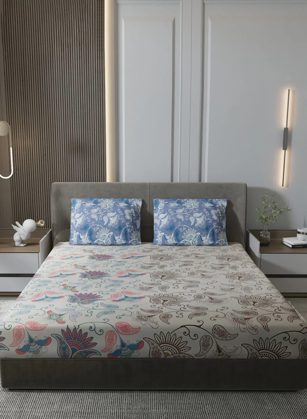 144TC Pure Cotton King Bedsheet with 2 Pillow Covers - Image 2