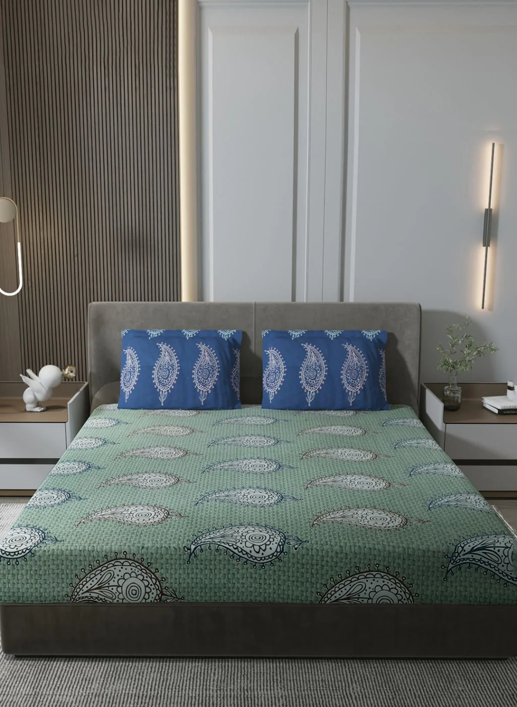 144TC Pure Cotton King Bedsheet with 2 Pillow Covers - Image 2