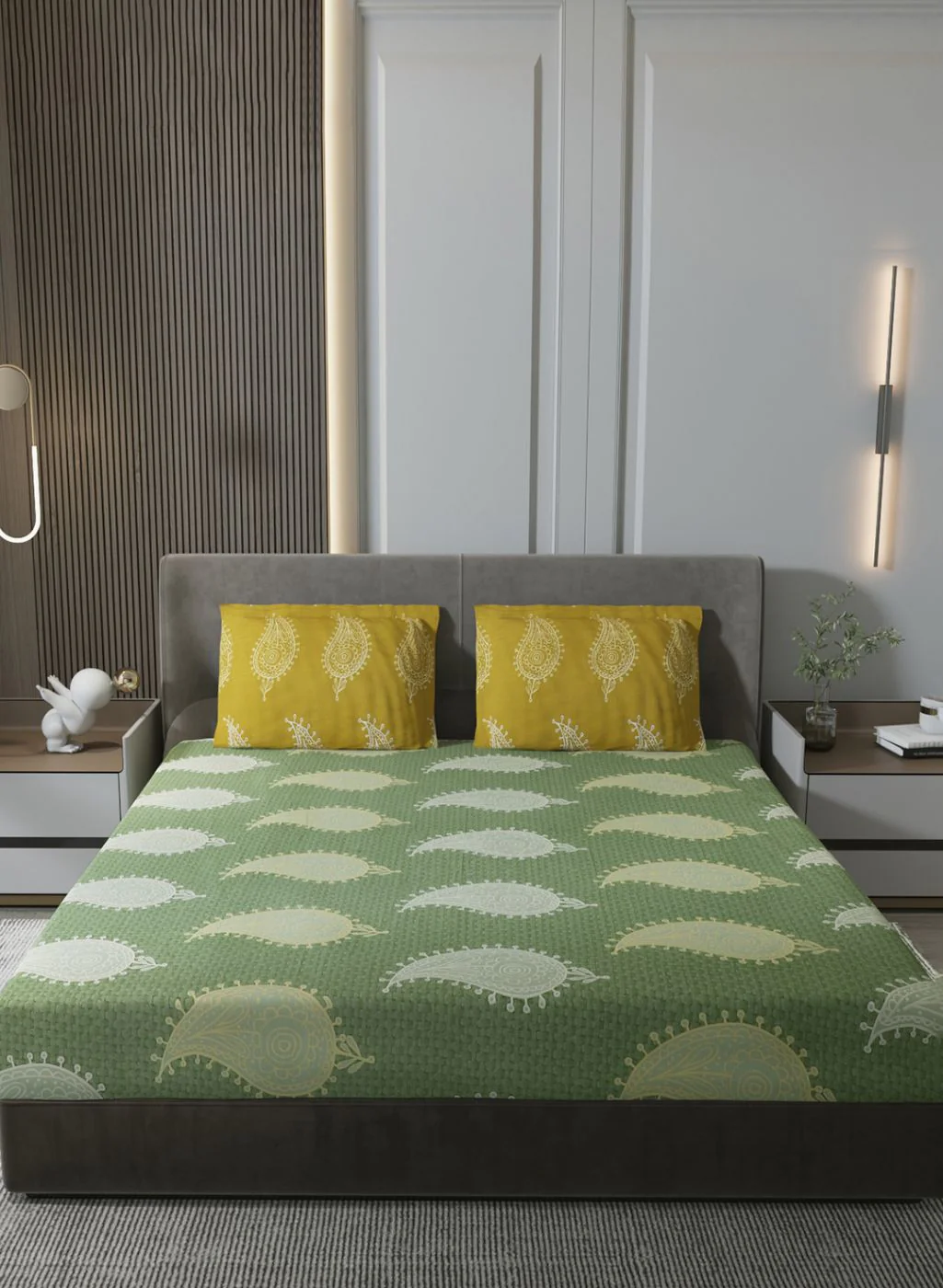 144TC Pure Cotton King Bedsheet with 2 Pillow Covers - Image 2