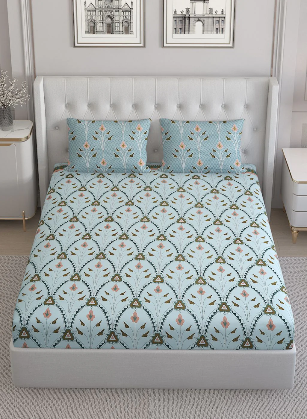 144TC Pure Cotton King Bedsheet with 2 Pillow Covers - Image 3