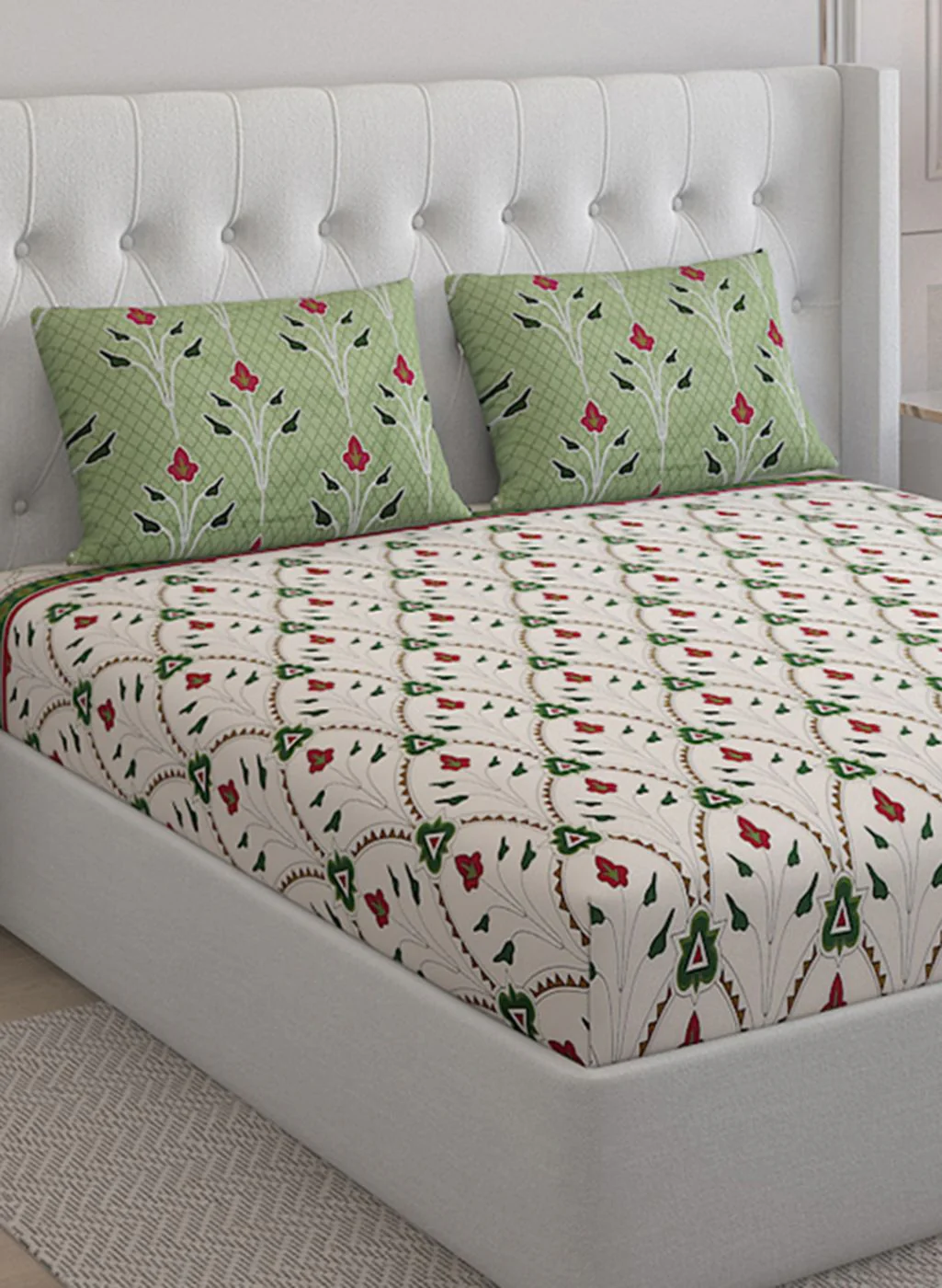 144TC Pure Cotton King Bedsheet with 2 Pillow Covers - Image 4