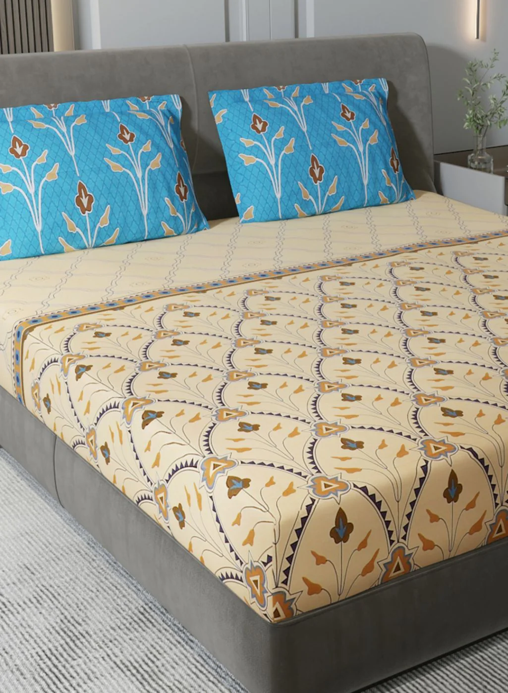144TC Pure Cotton King Bedsheet with 2 Pillow Covers - Image 4