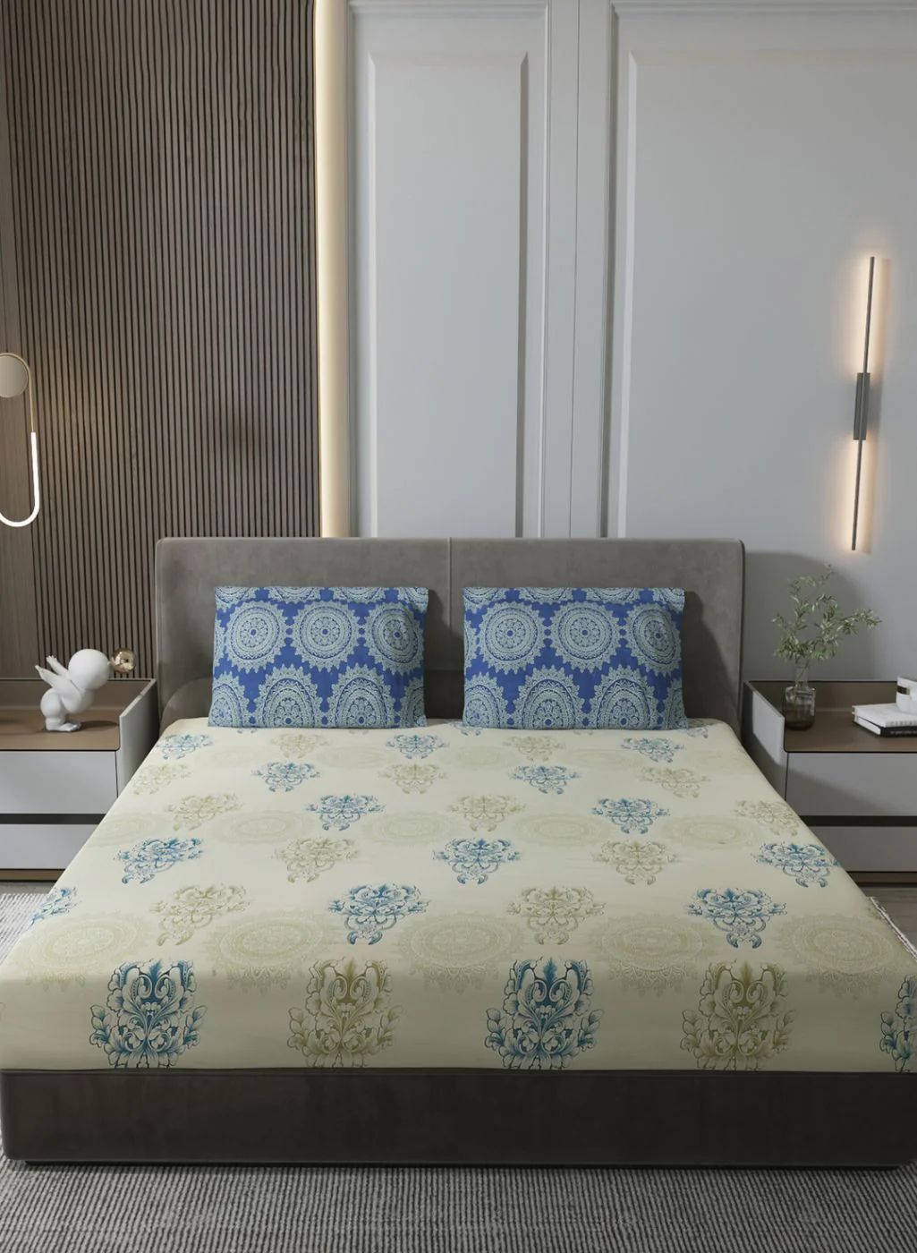 144TC Pure Cotton King Bedsheet with 2 Pillow Covers - Image 2