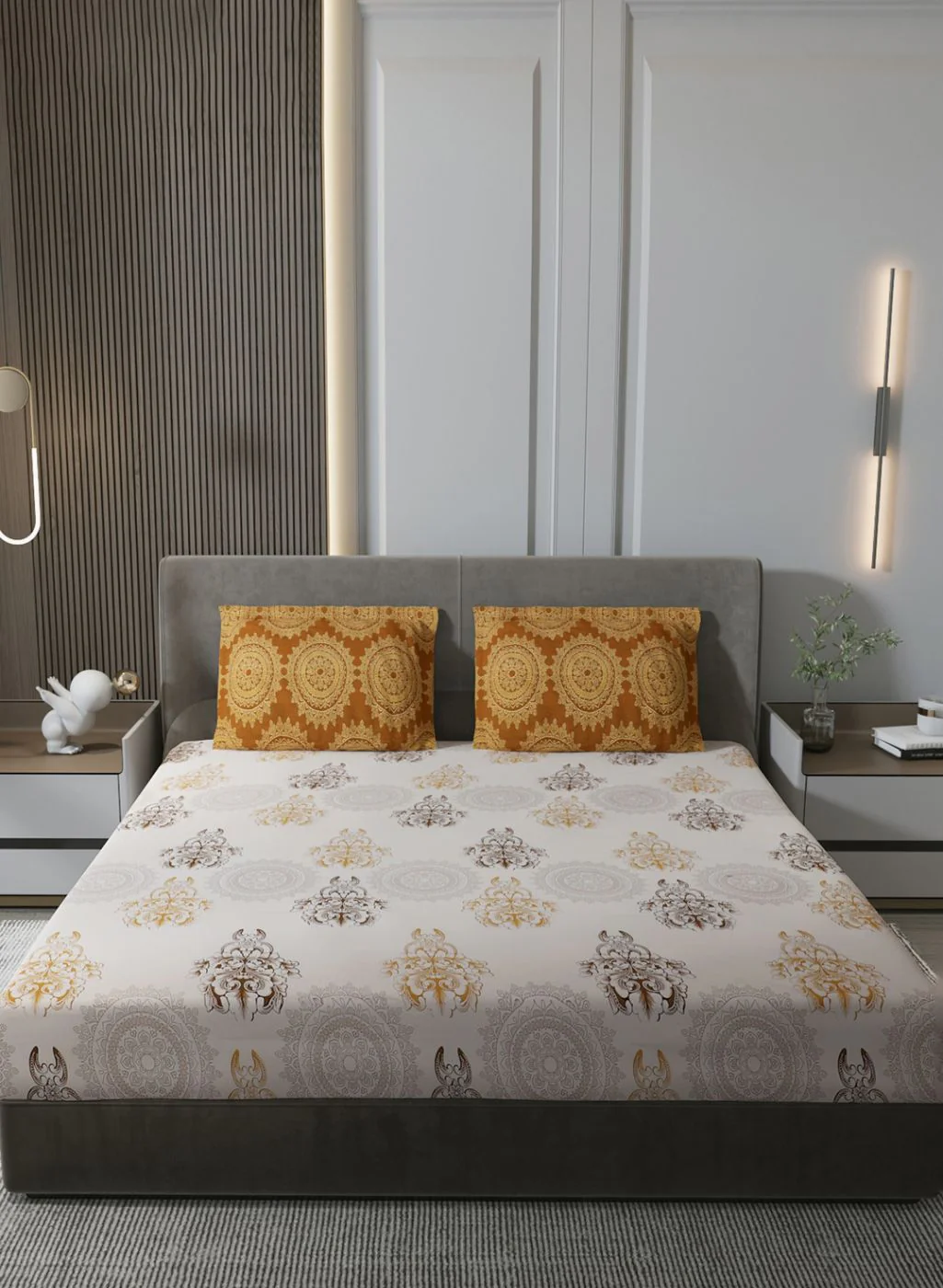 144TC Pure Cotton King Bedsheet with 2 Pillow Covers - Image 2