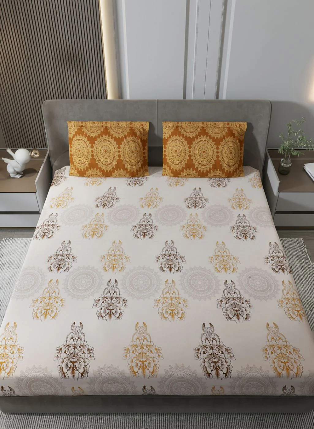 144TC Pure Cotton King Bedsheet with 2 Pillow Covers - Image 3