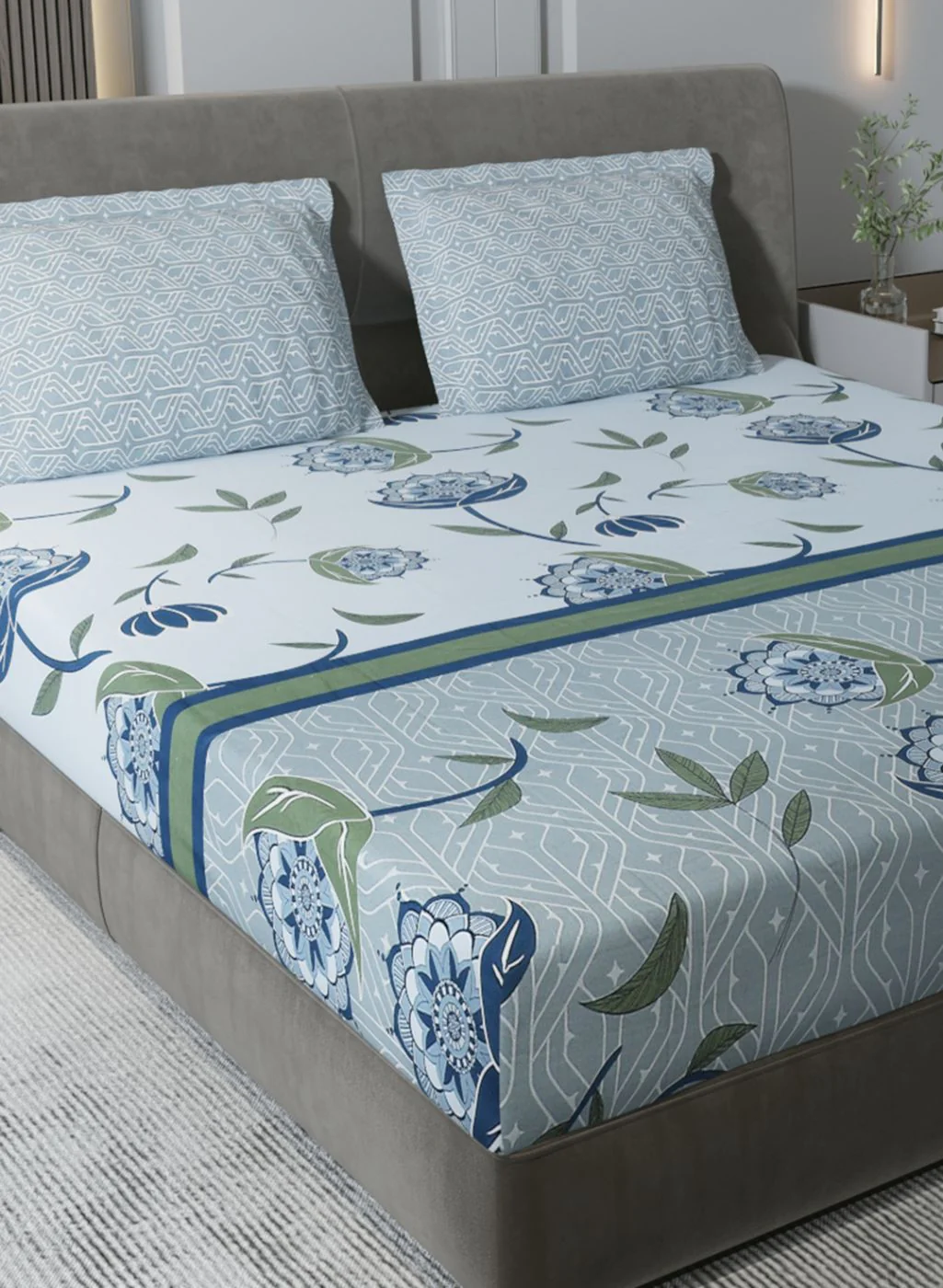 144TC Pure Cotton King Bedsheet with 2 Pillow Covers - Image 4