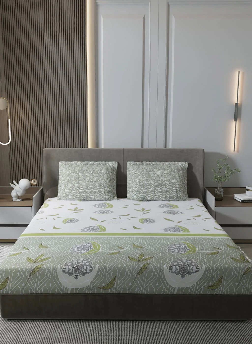 144TC Pure Cotton King Bedsheet with 2 Pillow Covers - Image 2