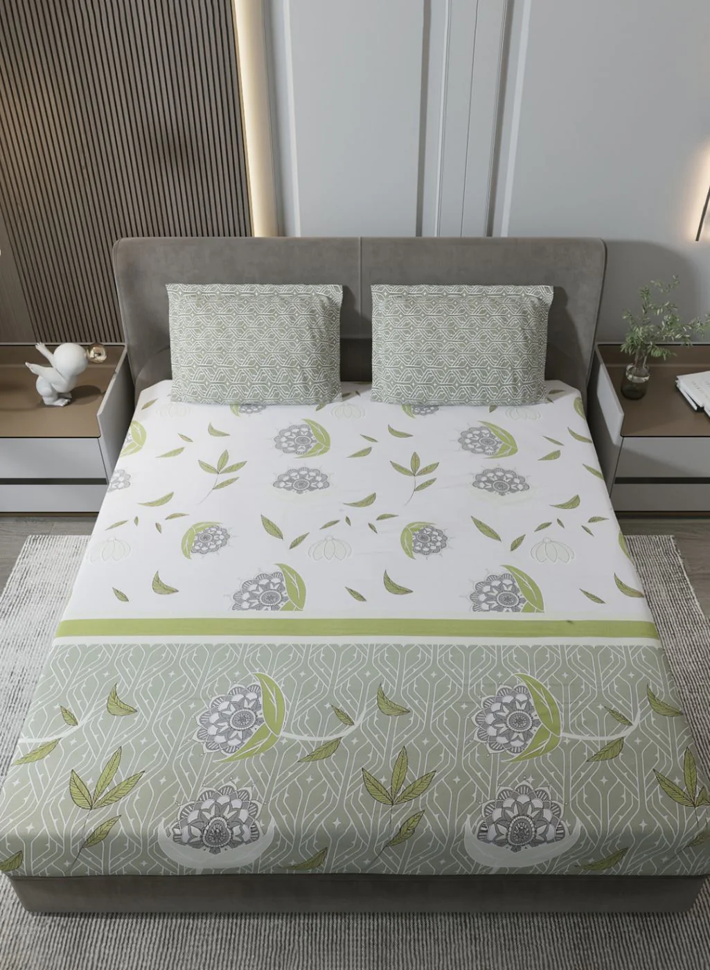 144TC Pure Cotton King Bedsheet with 2 Pillow Covers - Image 3