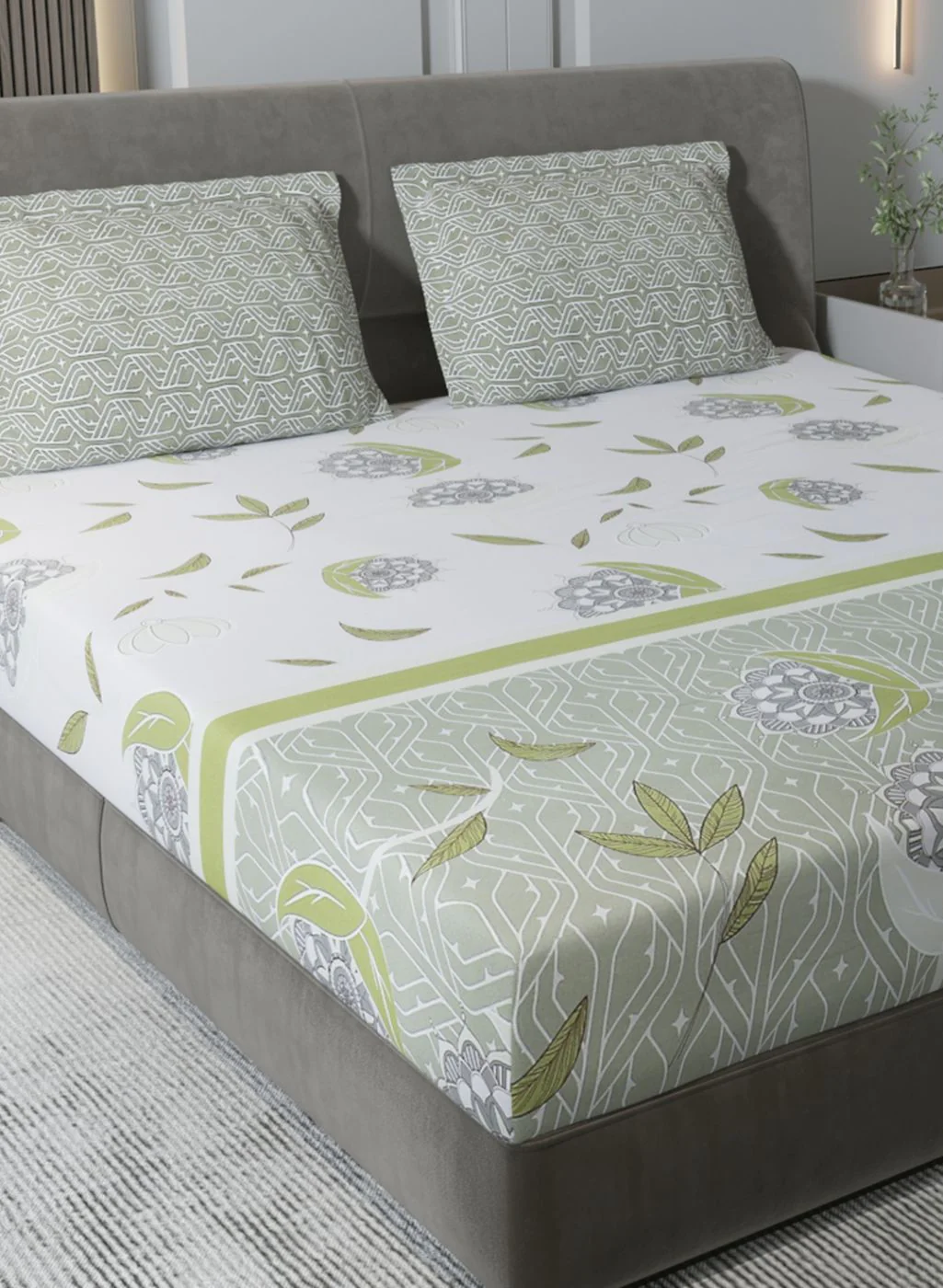144TC Pure Cotton King Bedsheet with 2 Pillow Covers - Image 4