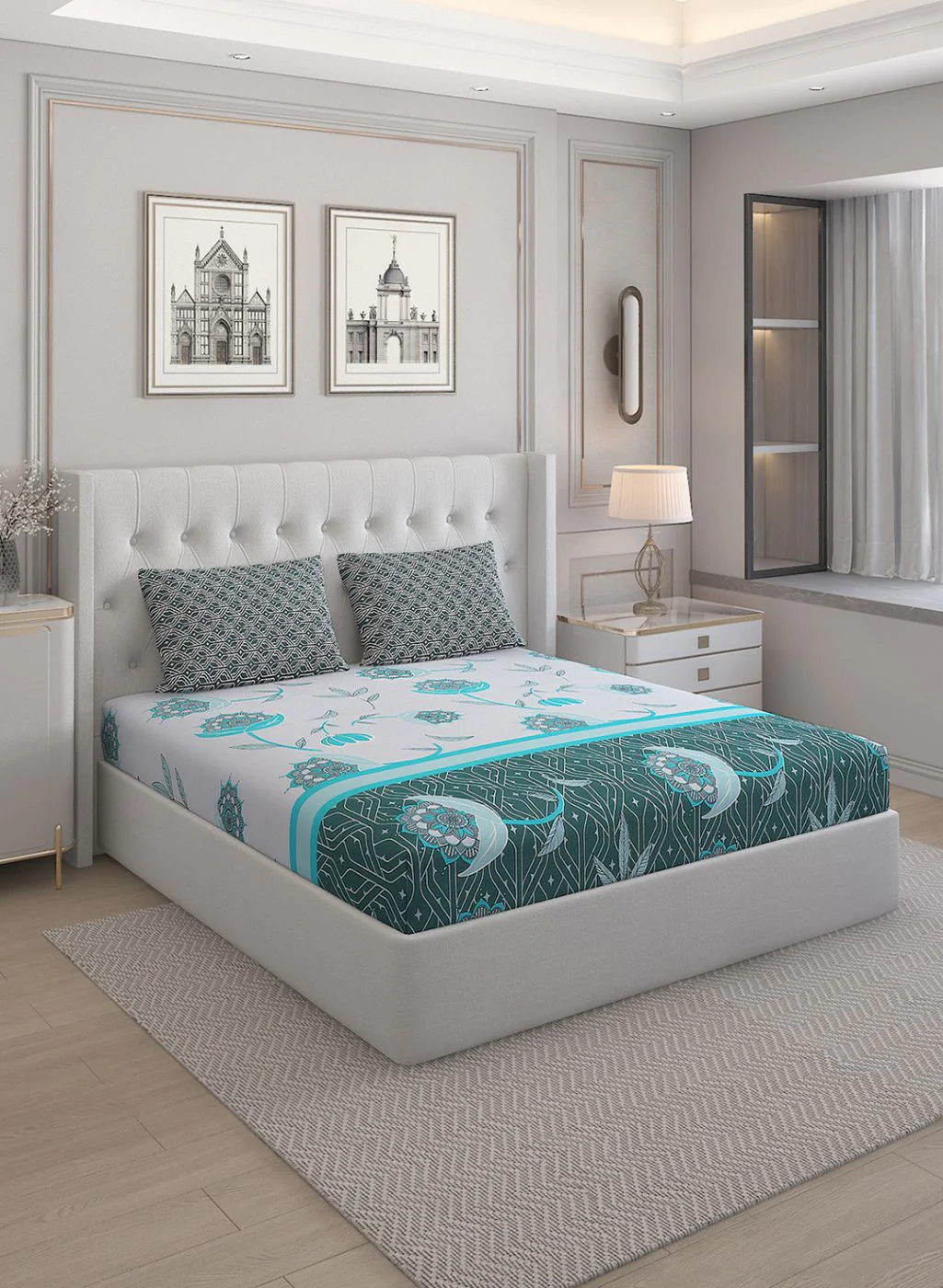 144TC Pure Cotton King Bedsheet with 2 Pillow Covers - Image 2