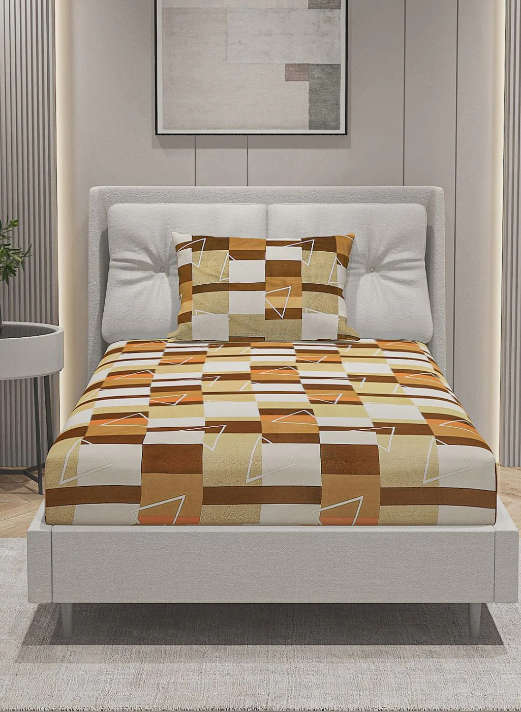 144TC Pure Cotton Single Bedsheet with 1 Pillow Covers - Image 2