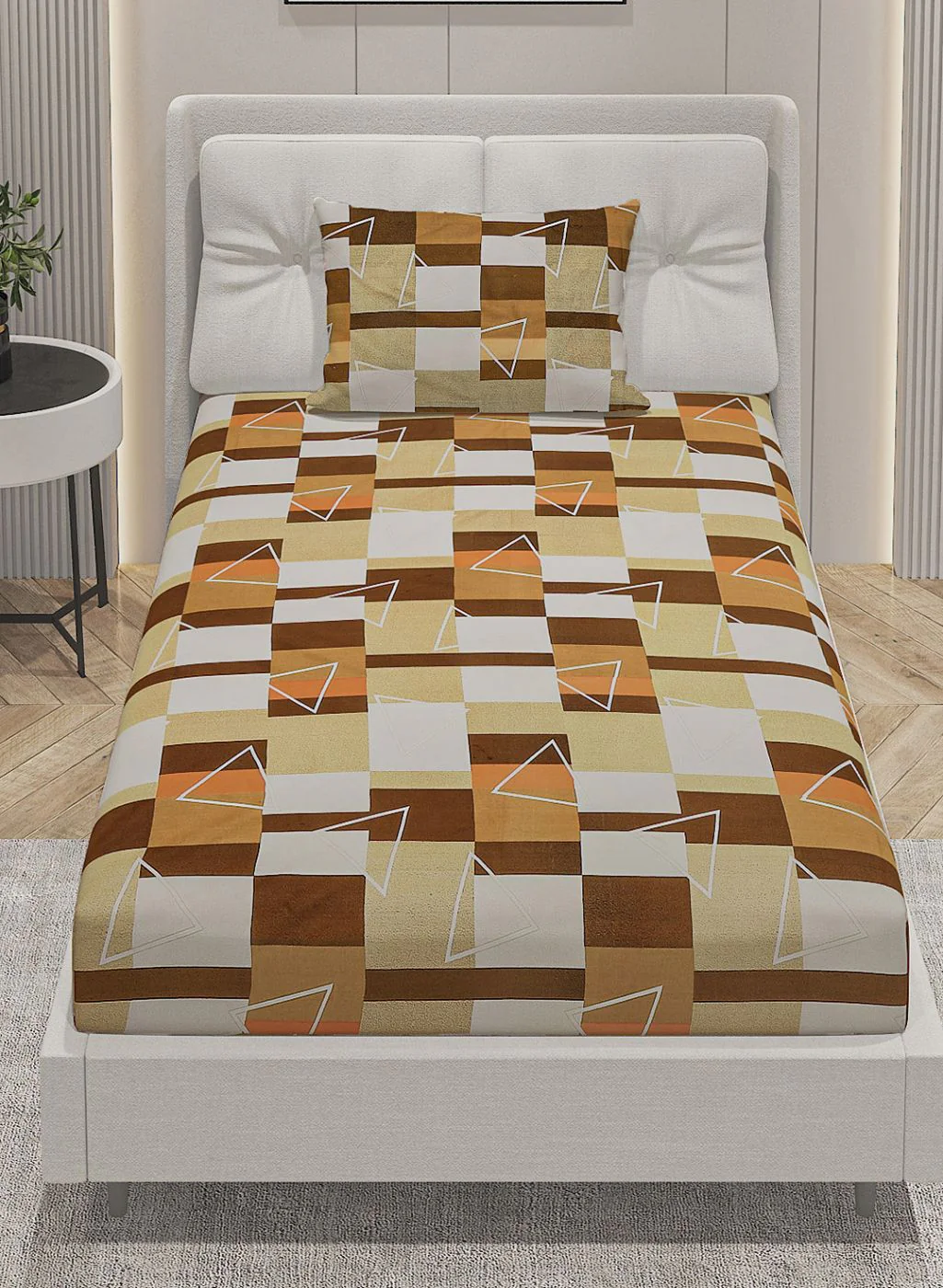 144TC Pure Cotton Single Bedsheet with 1 Pillow Covers - Image 3