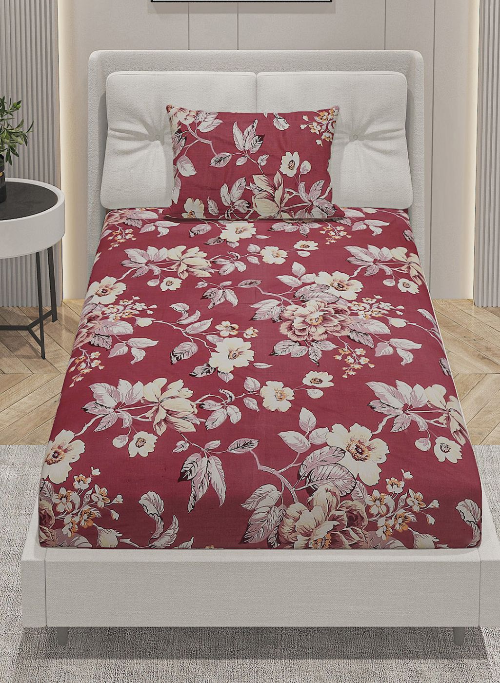 144TC Pure Cotton Single Bedsheet with 1 Pillow Covers - Image 3