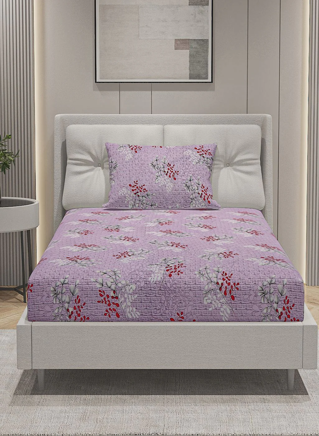 144TC Pure Cotton Single Bedsheet with 1 Pillow Covers - Image 2