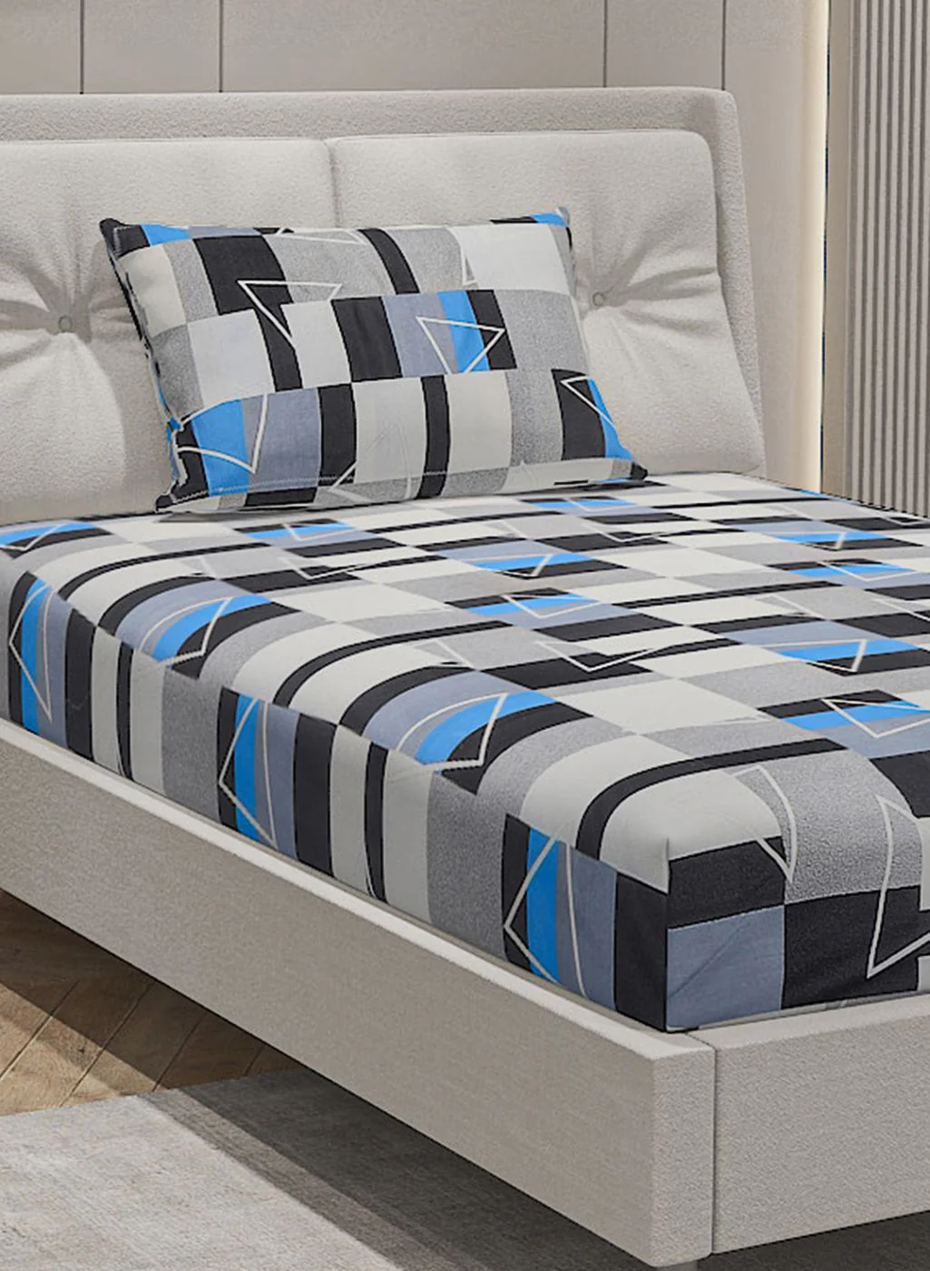 144TC Pure Cotton Single Bedsheet with 1 Pillow Covers - Image 4