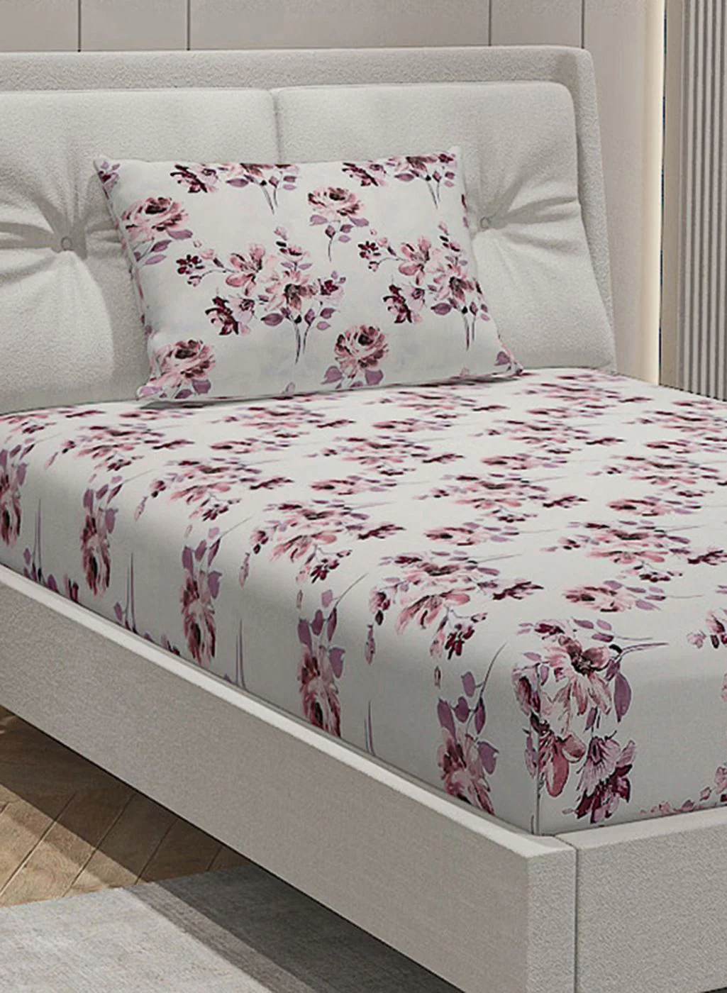 144TC Pure Cotton Single Bedsheet with 1 Pillow Covers - Image 4