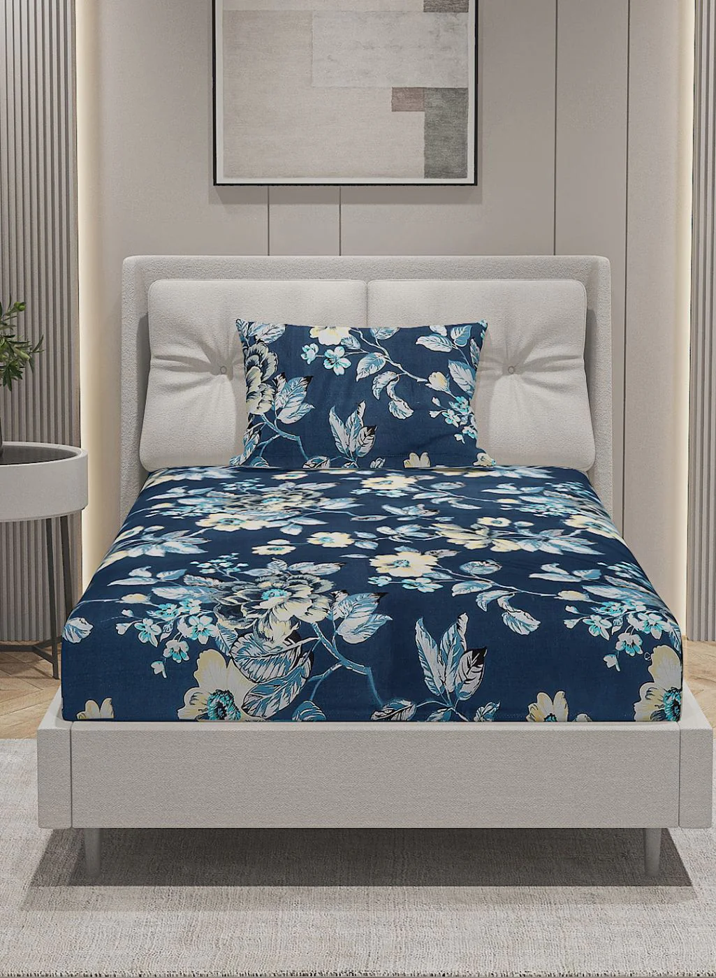 144TC Pure Cotton Single Bedsheet with 1 Pillow Covers - Image 2