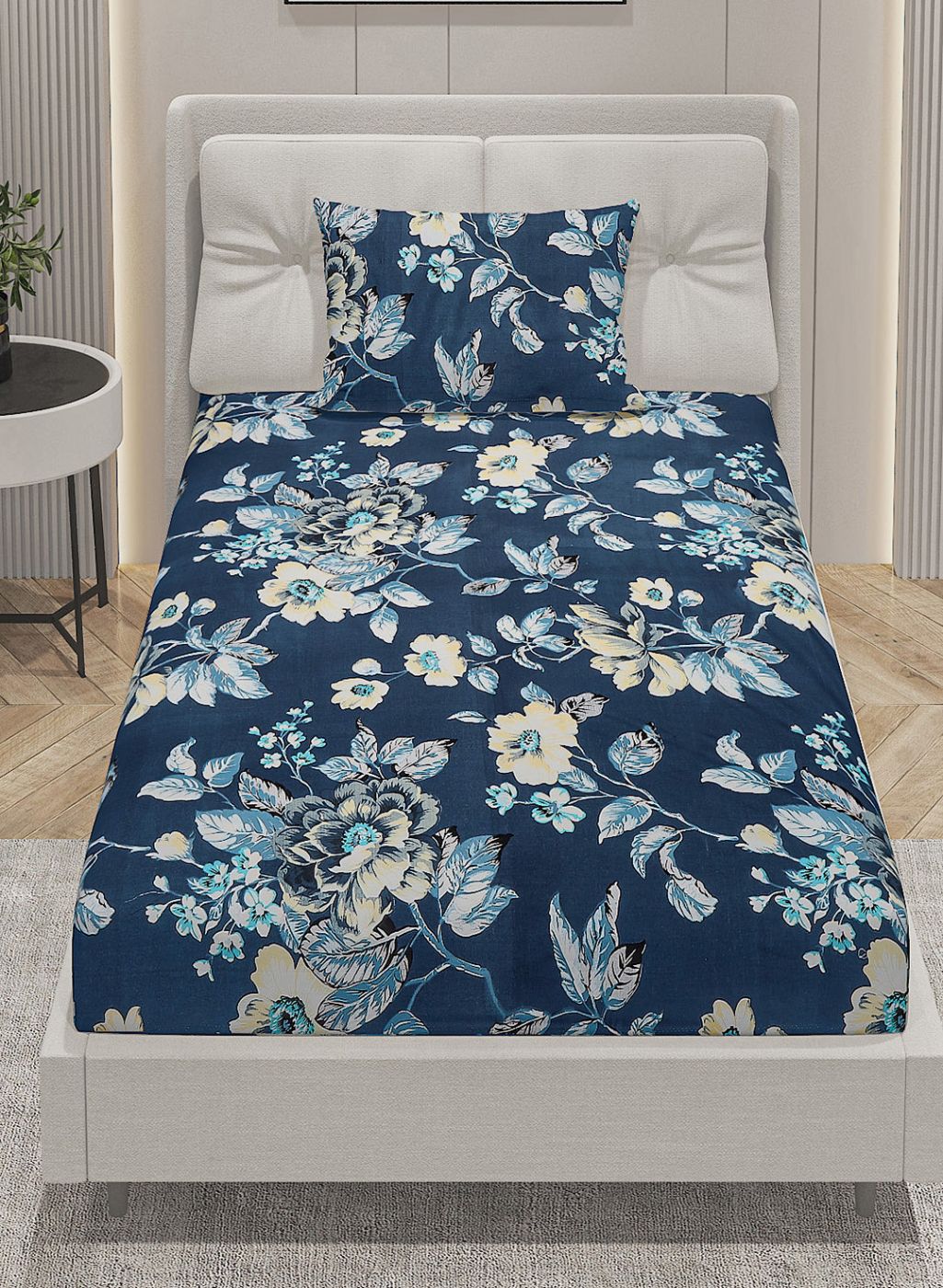 144TC Pure Cotton Single Bedsheet with 1 Pillow Covers - Image 3