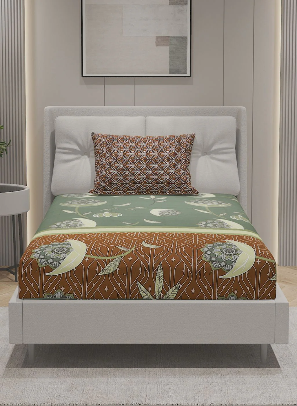 144TC Pure Cotton Single Bedsheet with 1 Pillow Covers - Image 3