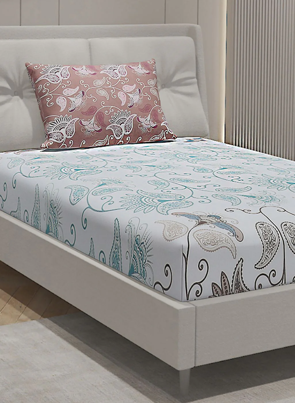 144TC Pure Cotton Single Bedsheet with 1 Pillow Covers - Image 4