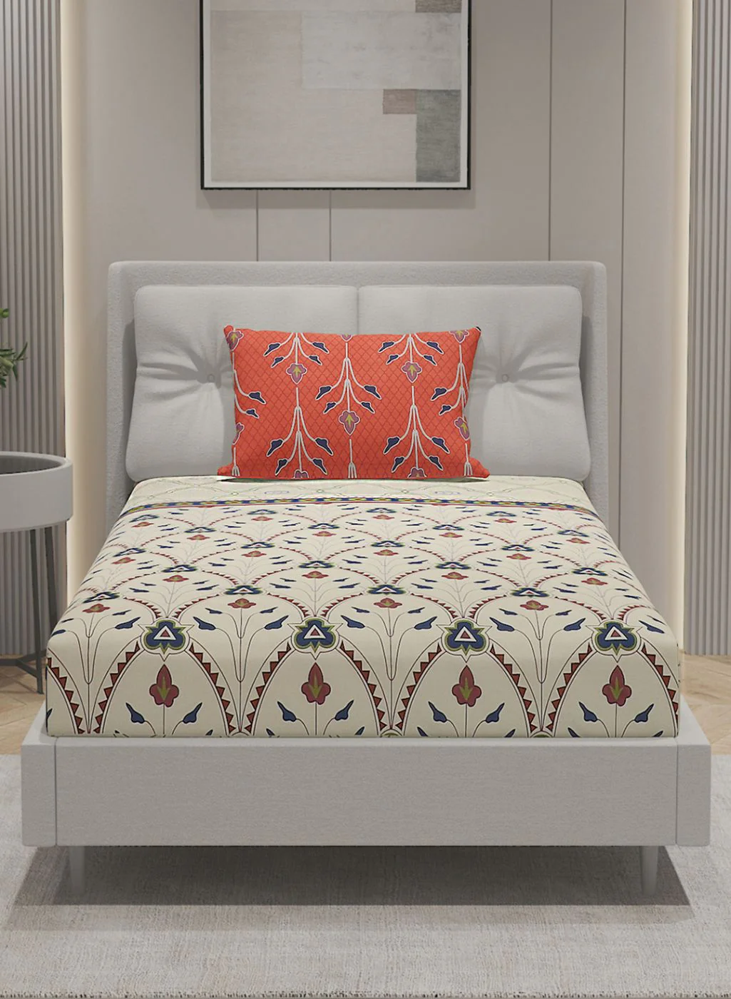 144TC Pure Cotton Single Bedsheet with 1 Pillow Covers - Image 3
