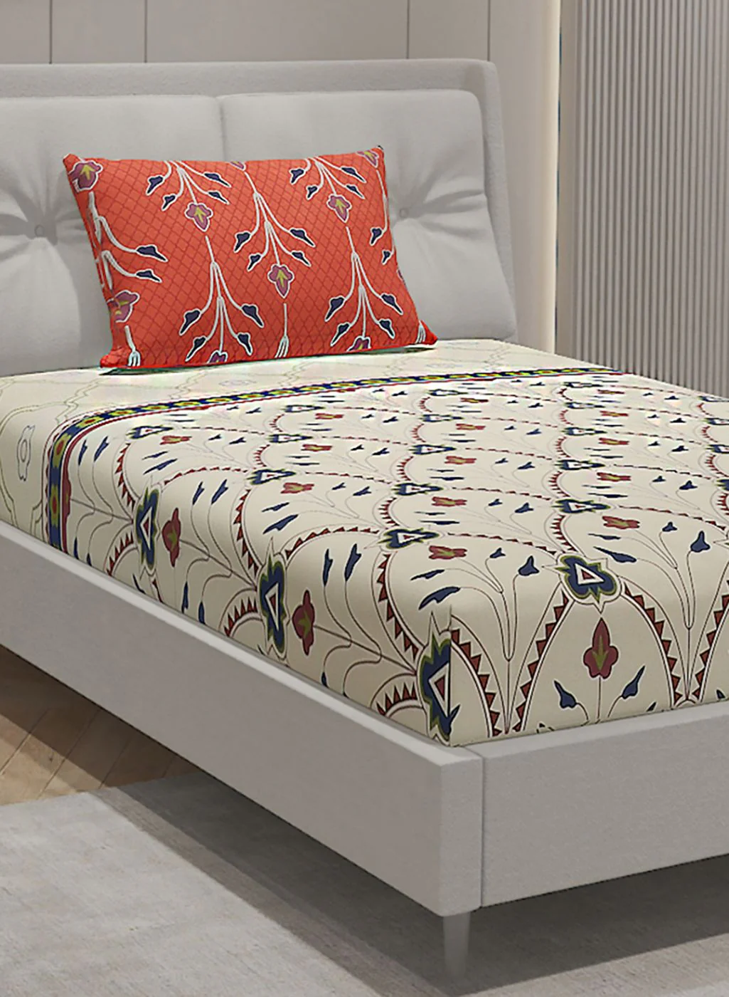144TC Pure Cotton Single Bedsheet with 1 Pillow Covers - Image 4