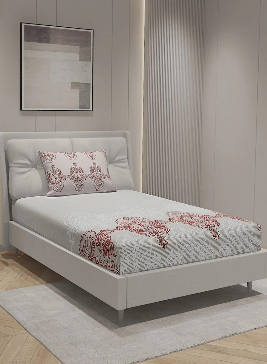 144TC Pure Cotton Single Bedsheet with 1 Pillow Covers - Image 2