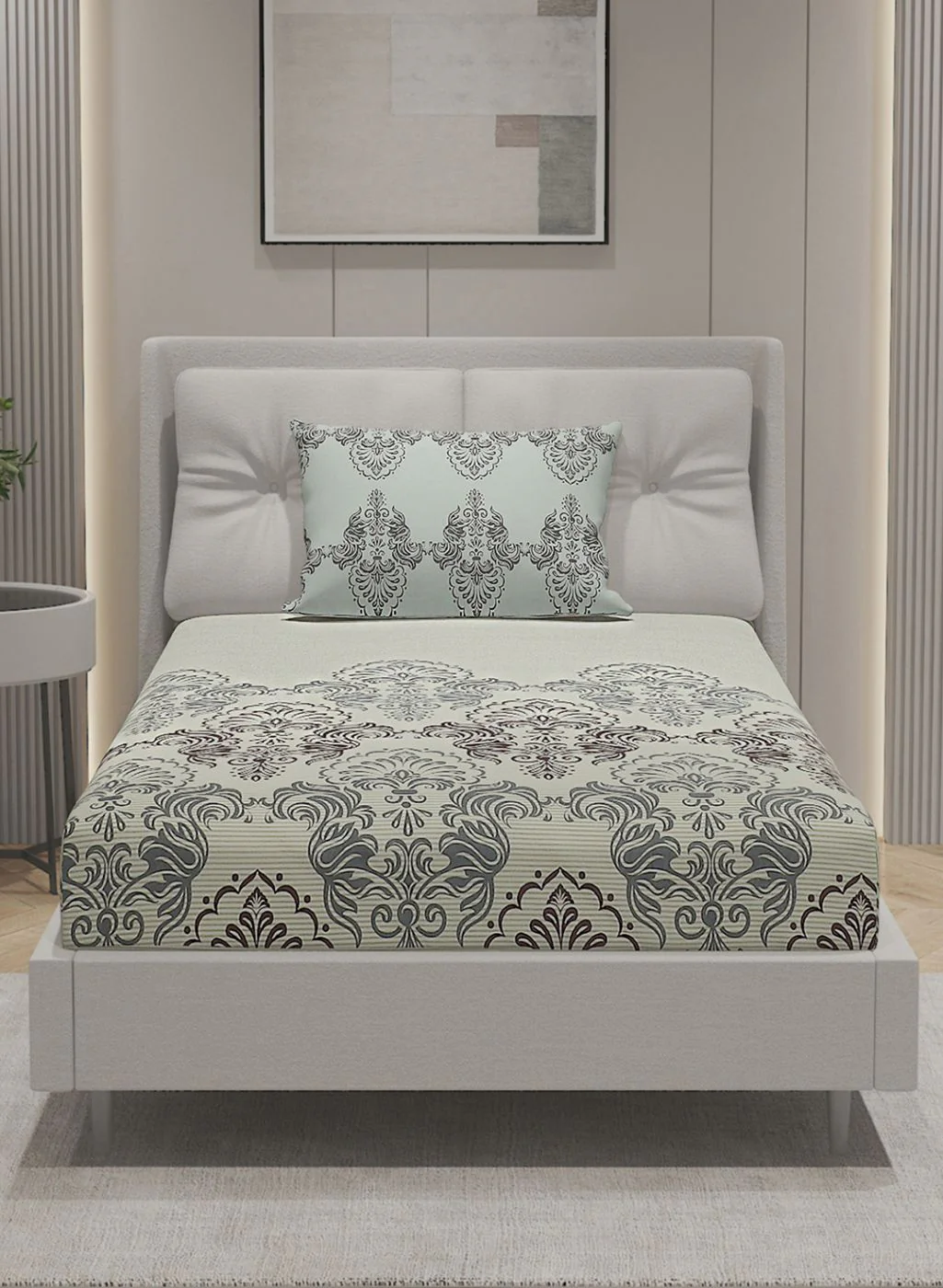 144TC Pure Cotton Single Bedsheet with 1 Pillow Covers - Image 3