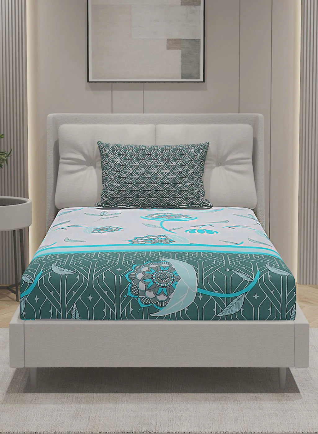 144TC Pure Cotton Single Bedsheet with 1 Pillow Covers - Image 3