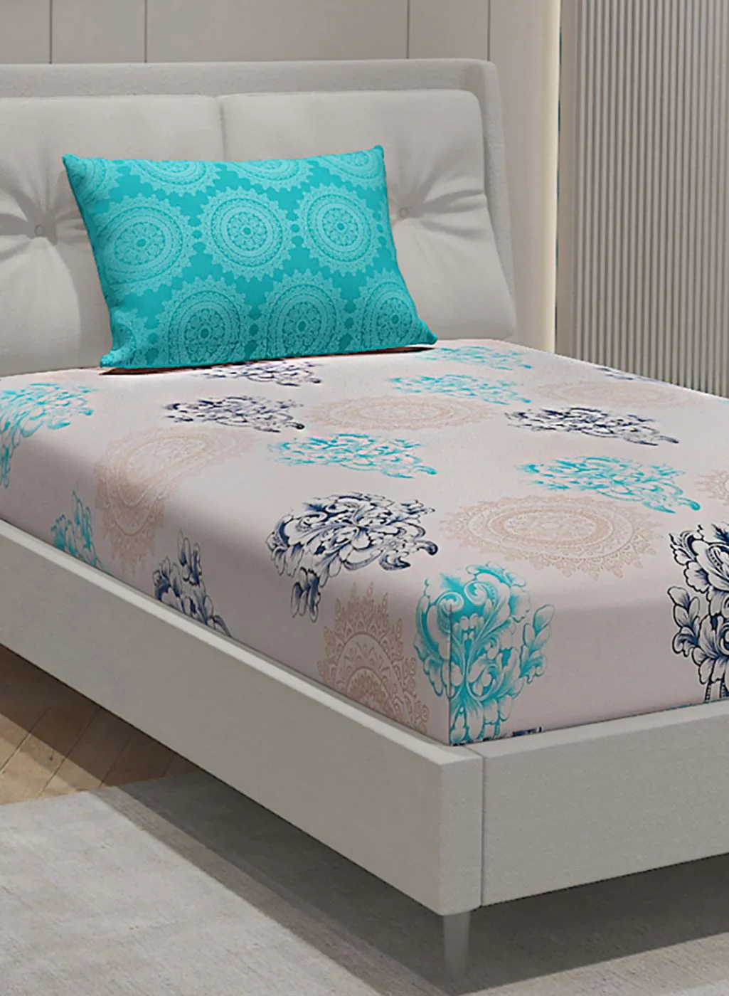 144TC Pure Cotton Single Bedsheet with 1 Pillow Covers - Image 4