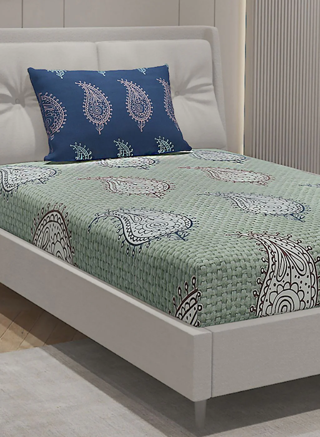 144TC Pure Cotton Single Bedsheet with 1 Pillow Covers - Image 4