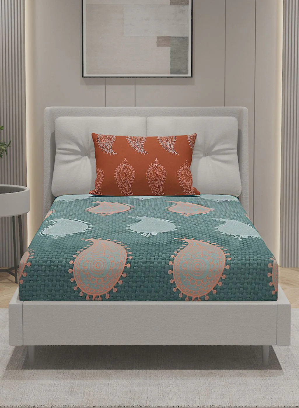 144TC Pure Cotton Single Bedsheet with 1 Pillow Covers - Image 3