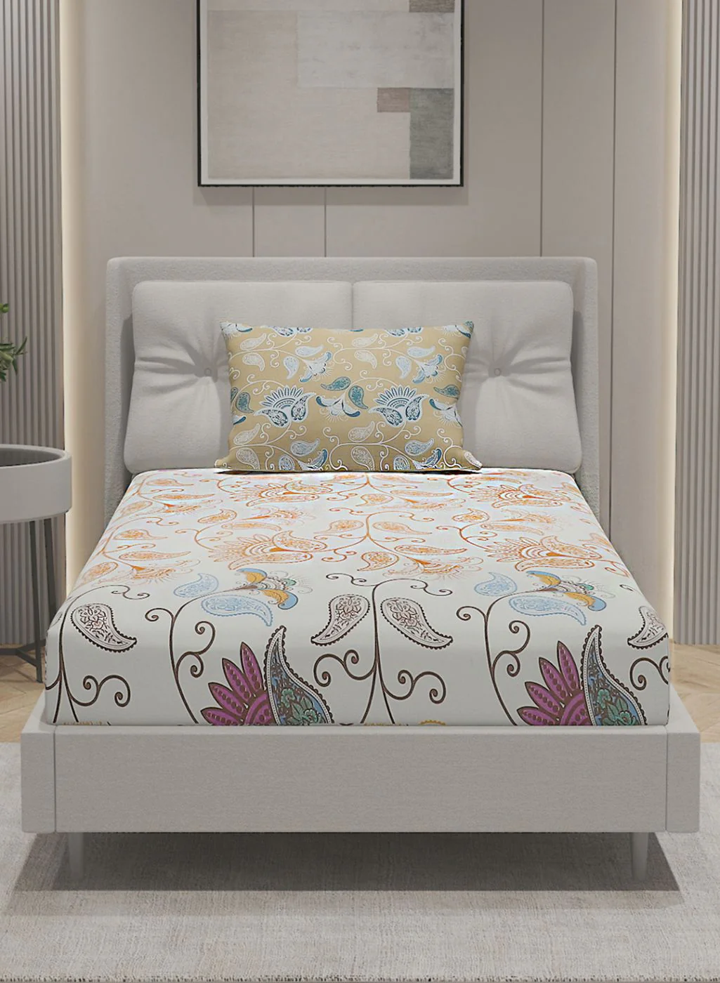 144TC Pure Cotton Single Bedsheet with 1 Pillow Covers - Image 3
