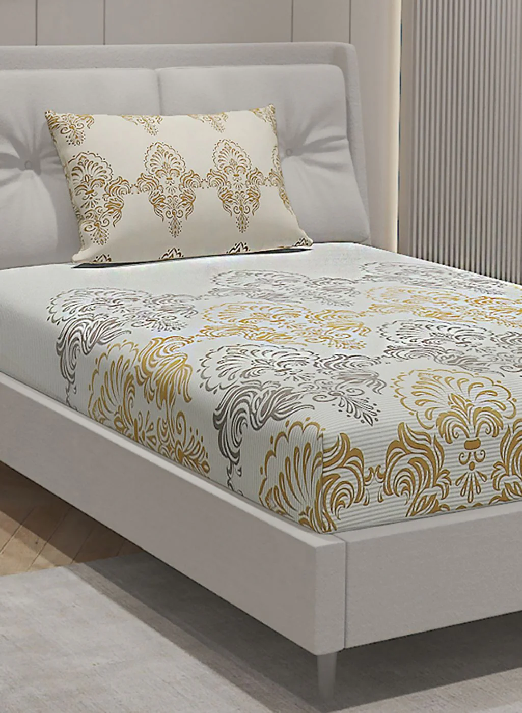 144TC Pure Cotton Single Bedsheet with 1 Pillow Covers - Image 2