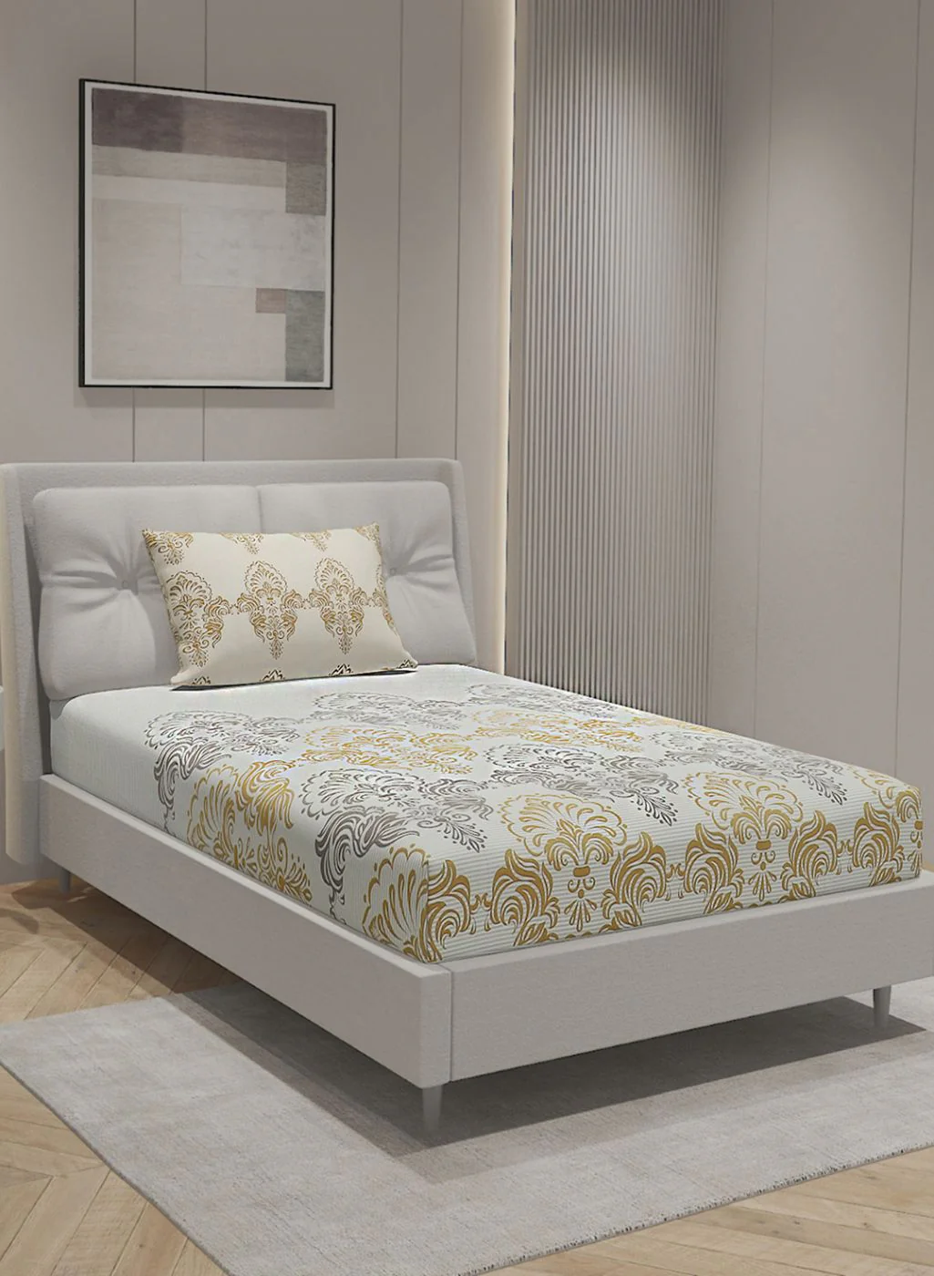 144TC Pure Cotton Single Bedsheet with 1 Pillow Covers - Image 3