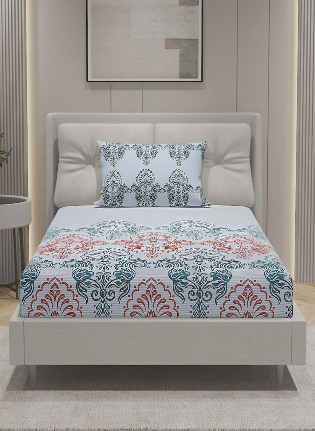 144TC Pure Cotton Single Bedsheet with 1 Pillow Covers - Image 4