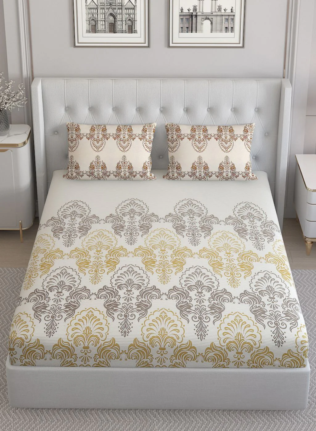 144TC Pure Cotton Single Bedsheet with 2 Pillow Covers - Image 3