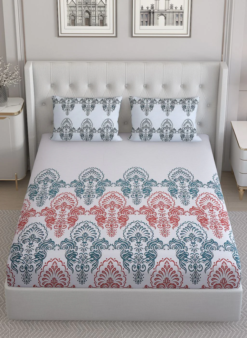 144TC Pure Cotton Single Bedsheet with 2 Pillow Covers - Image 3