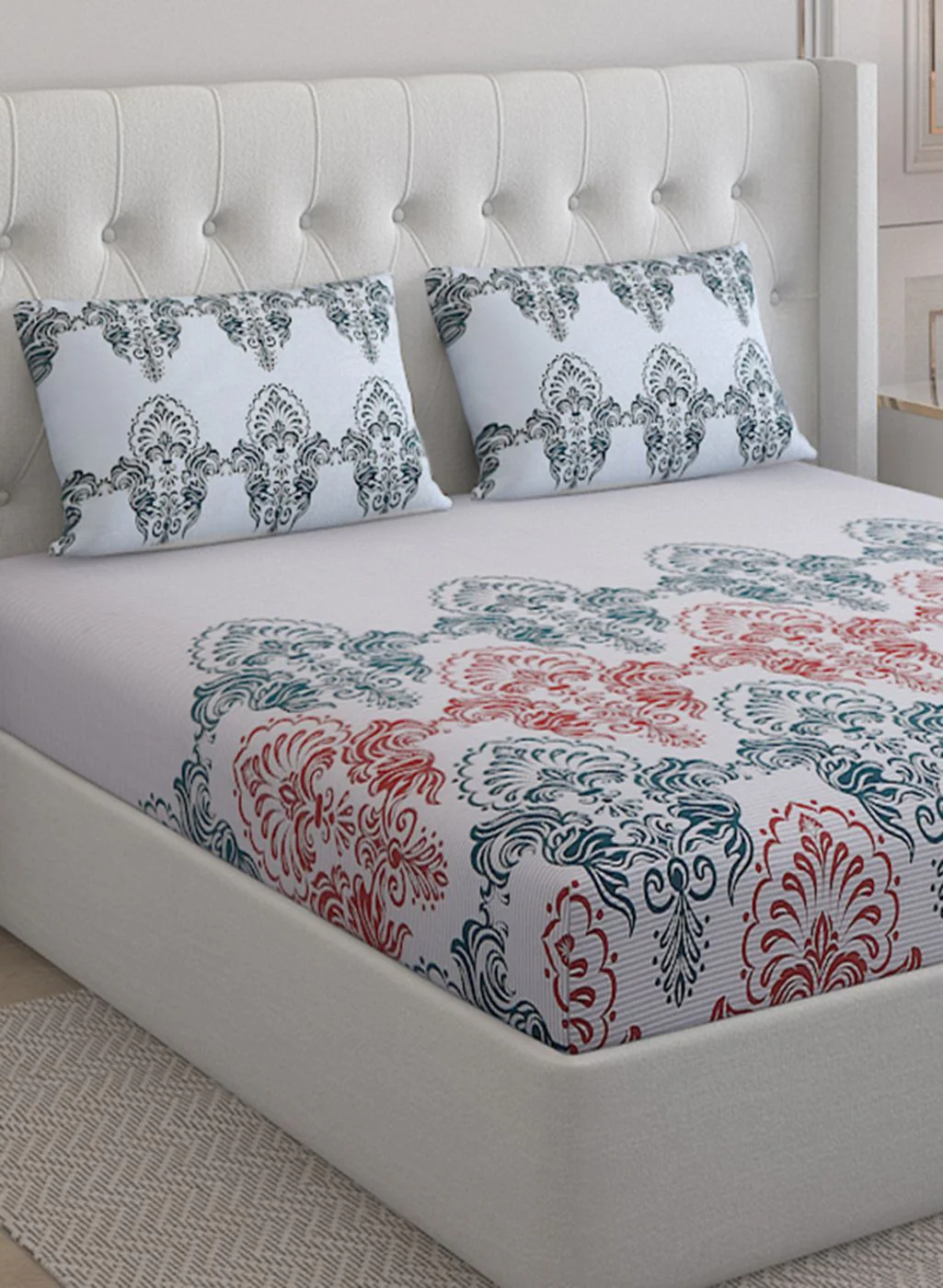 144TC Pure Cotton Single Bedsheet with 2 Pillow Covers - Image 4