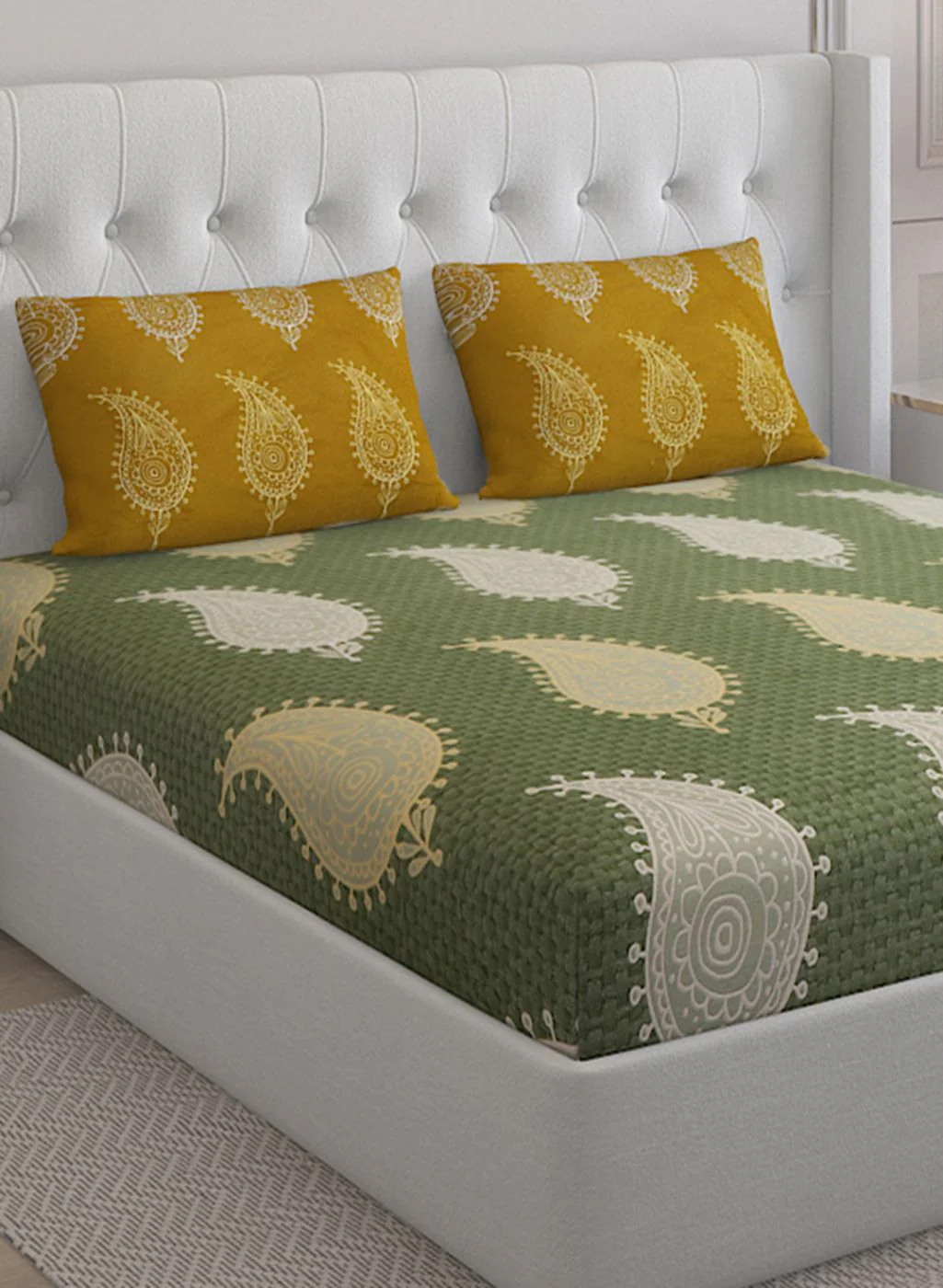 144TC Pure Cotton Single Bedsheet with 2 Pillow Covers - Image 4