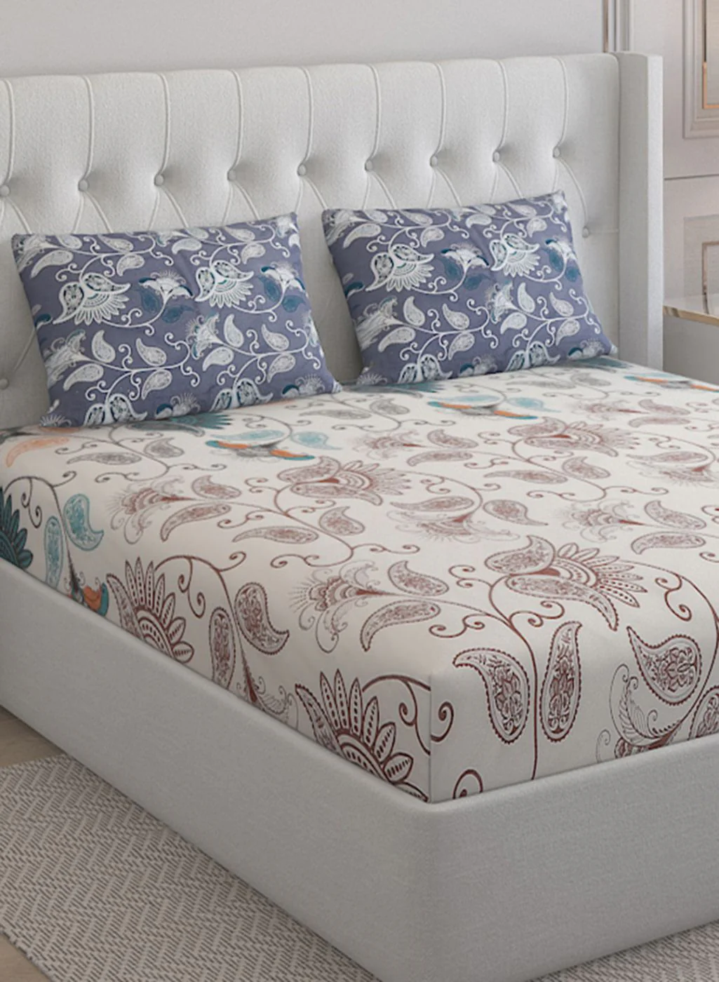 144TC Pure Cotton Single Bedsheet with 2 Pillow Covers - Image 4