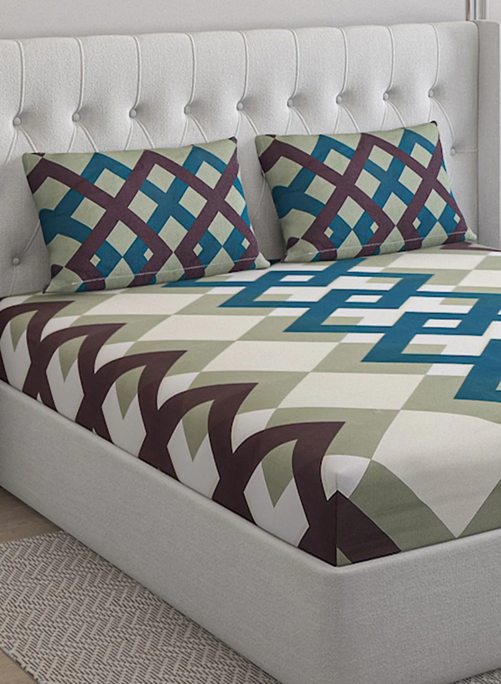 152TC Pure Cotton King Bedsheet with 2 Pillow Covers - Image 4