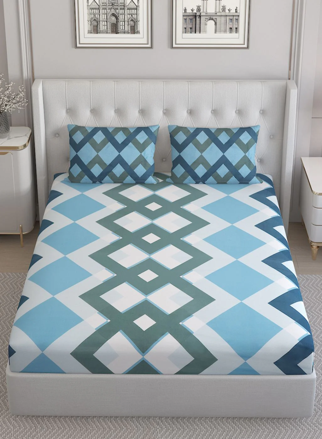 152TC Pure Cotton King Bedsheet with 2 Pillow Covers - Image 3