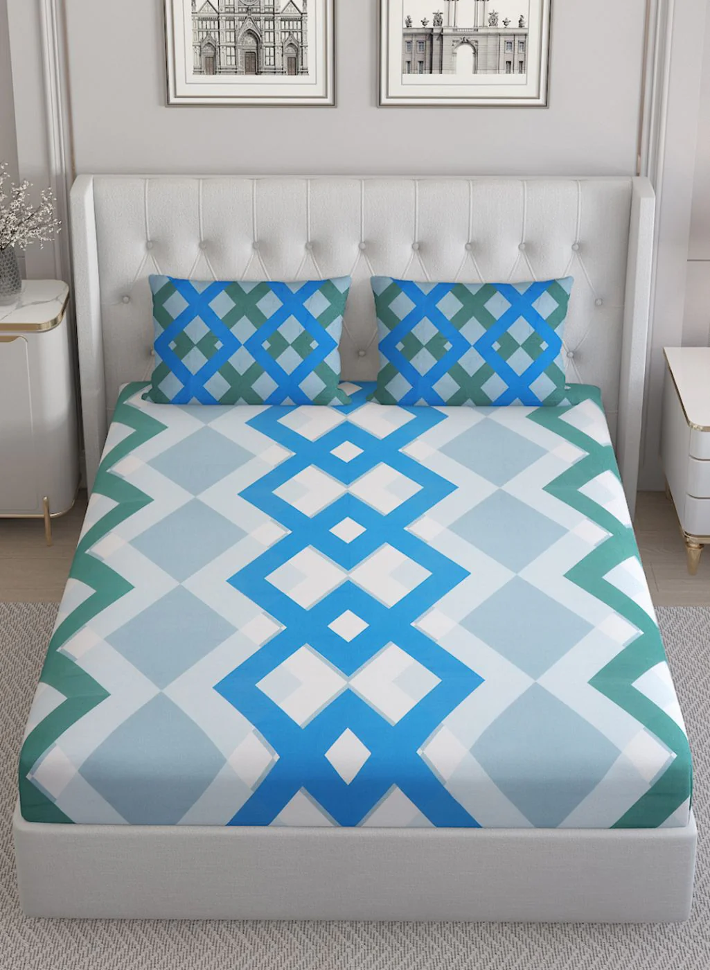 152TC Pure Cotton King Bedsheet with 2 Pillow Covers - Image 3