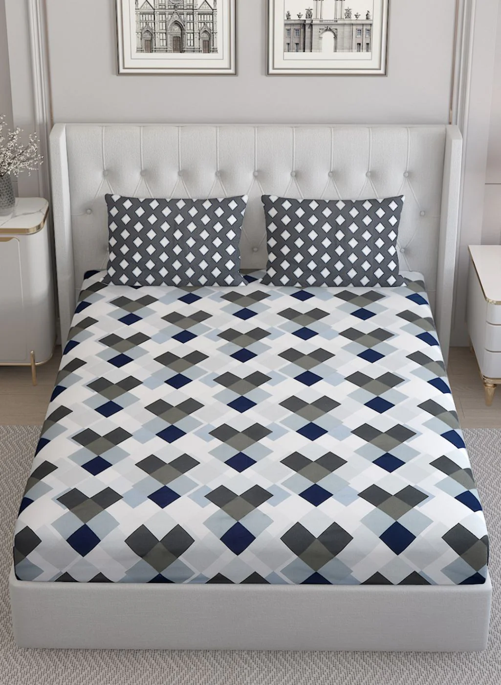 152TC Pure Cotton King Bedsheet with 2 Pillow Covers - Image 3