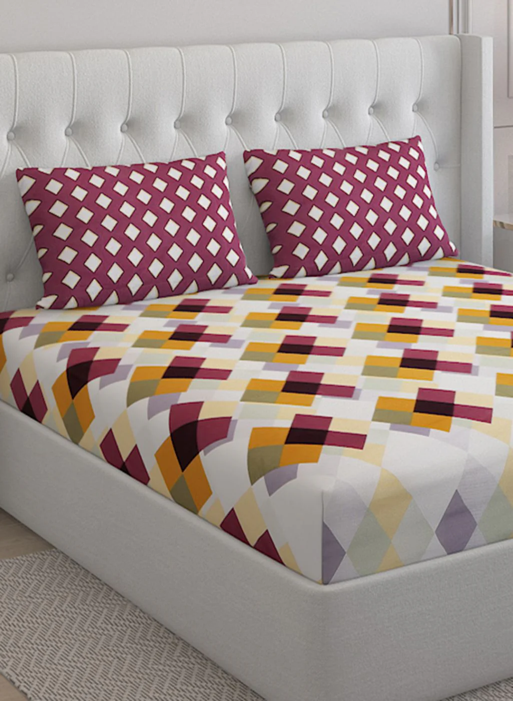 152TC Pure Cotton King Bedsheet with 2 Pillow Covers - Image 4