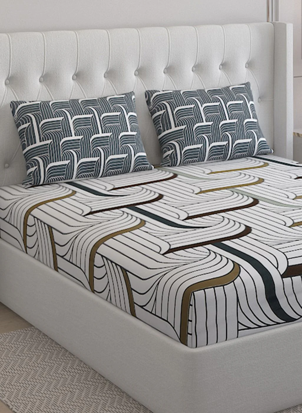 152TC Pure Cotton King Bedsheet with 2 Pillow Covers - Image 4